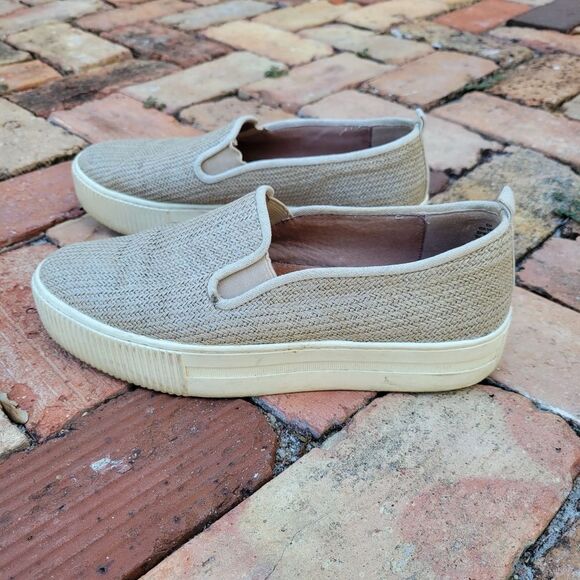 Halogen Straw Platform Sneakers Beige Size 8 - Picture 1 of 8
